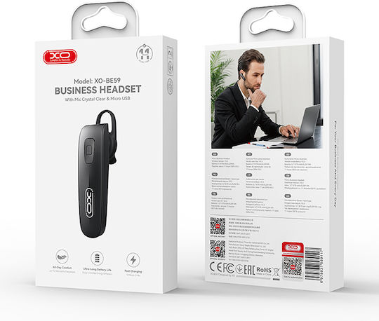XO BE59 In-ear Bluetooth Handsfree Ακουστικό με Αντοχή στον Ιδρώτα Μαύρο