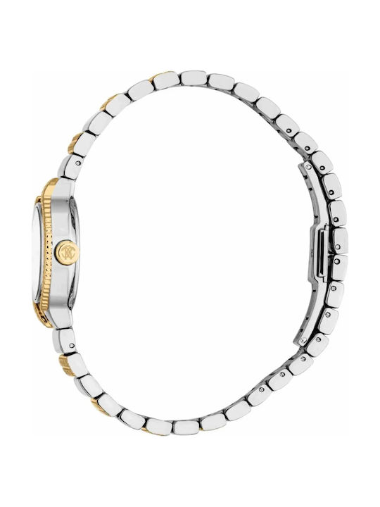 Roberto Cavalli Mini Womens Battery Watch with Gold Metal Bracelet