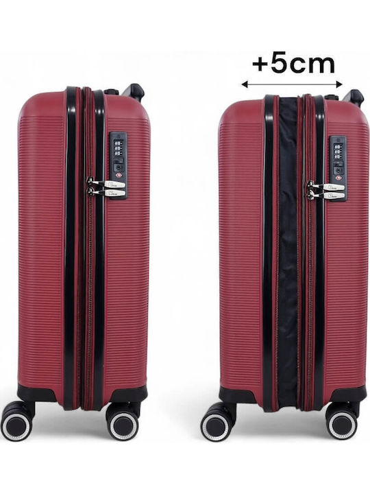 Rain Large Hard Burgundy Suitcase With 4 Wheels Height 75cm