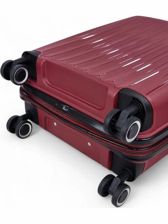 Rain Large Hard Burgundy Suitcase With 4 Wheels Height 75cm