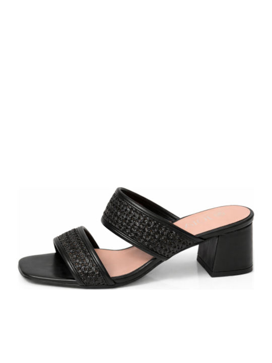 Mules With Chunky Low Heel In Black Colour