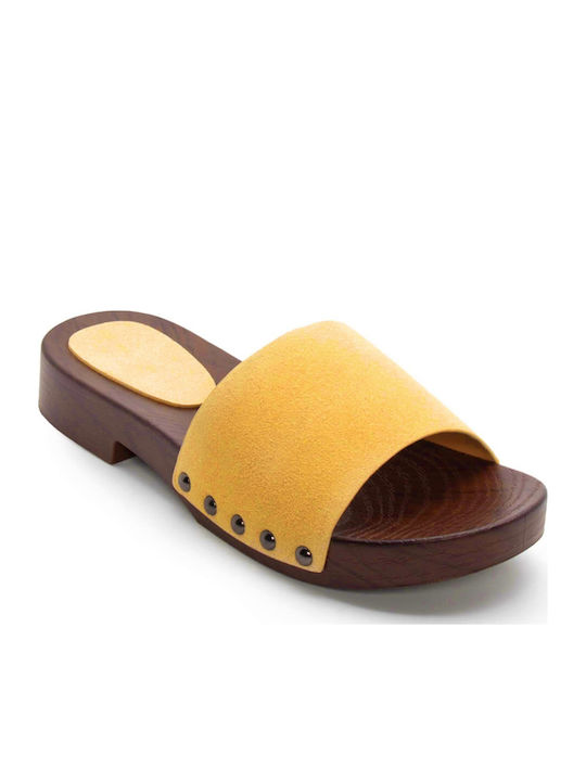 Mules With Heel In Blonde Colour