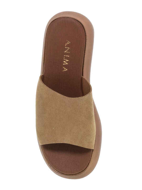 Suede Mules με Χαμηλό Τακούνι σε Μπεζ Χρώμα