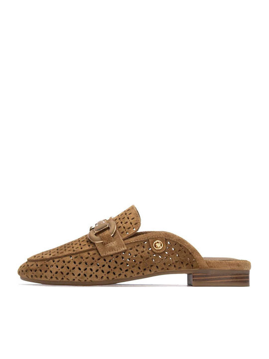Suede Mules με Τακούνι σε Ταμπά Χρώμα