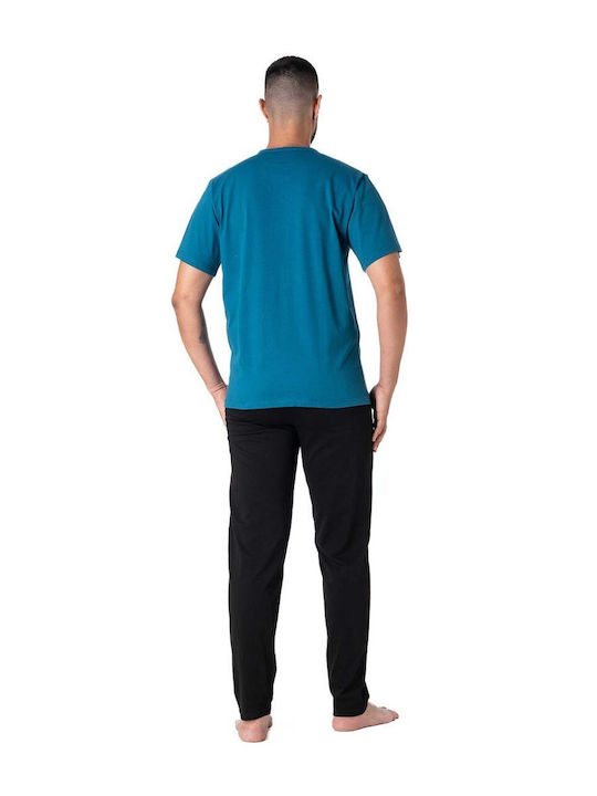 Relax Anatomic Καλοκαιρινό Ανδρικό Παντελόνι Πιτζάμας Βαμβακερό Petrol/blue