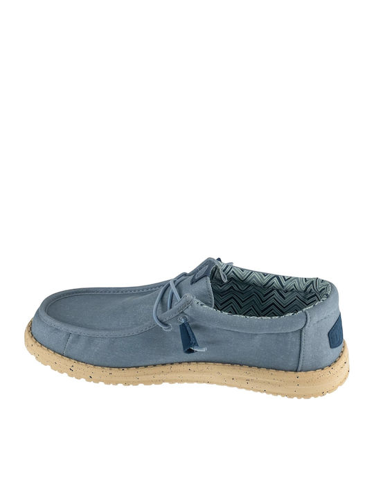 Wally Stretch Canvas Men's Moccasins In Blue Color