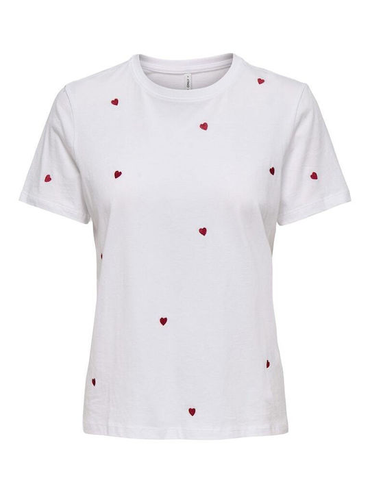 Damen T-Shirt Weiß / Rot