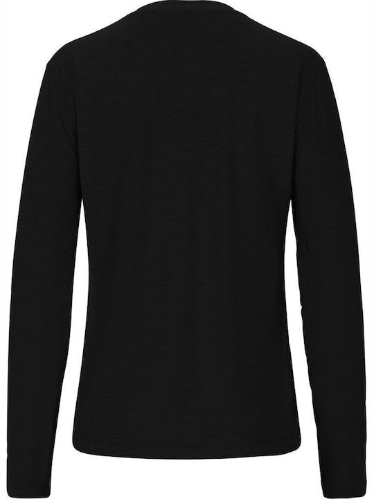 Damen Langärmeliges Top Schwarz Meliert
