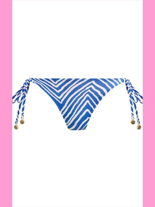 Bikini Slip με Κορδονάκια Μπλε
