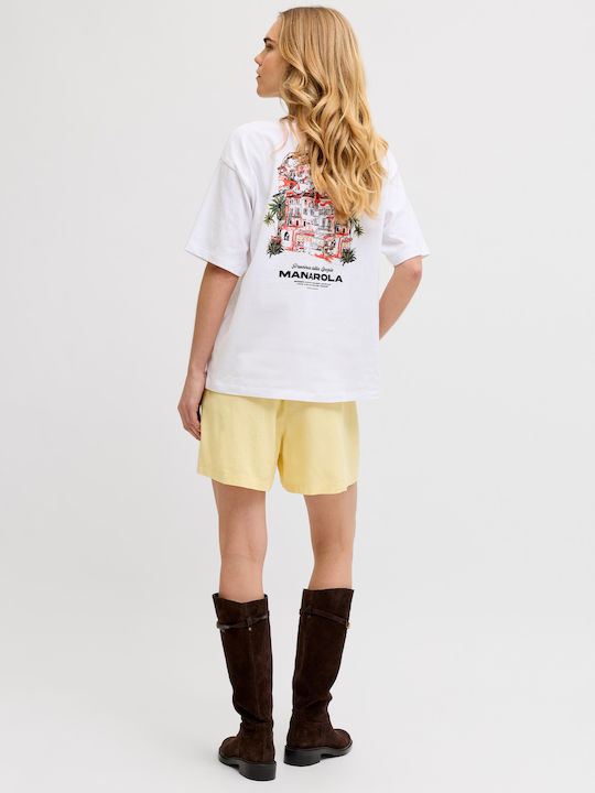 Damen-Leinen Hohe Taille Shorts Gelb