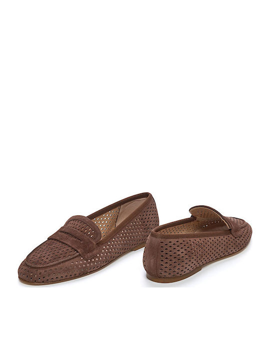 Δερμάτινα Γυναικεία Loafers σε Καφέ Χρώμα