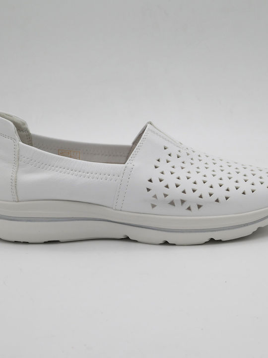 Δερμάτινα Γυναικεία Loafers σε Λευκό Χρώμα