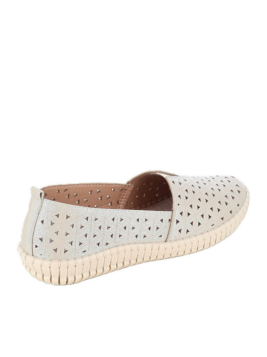 Leather Women's Moccasins in Beige Colour 3/2026-01_BEIGE