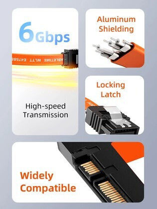 Cabletime Sata Iii Cable Ct-sata3r Angled 6gbps 0.50m Orange Ct-sata3r-b0.5