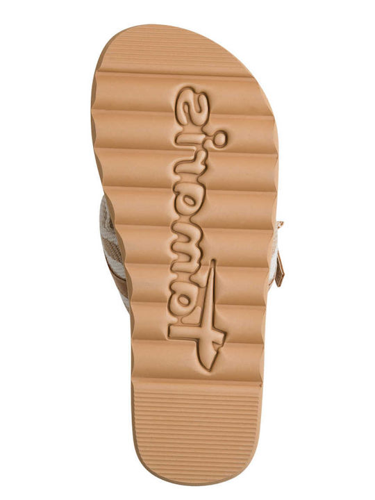 Damen Flache Sandalen Beige