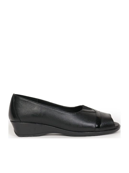 Deri Damen Anatomisch Flatforms Schwarz