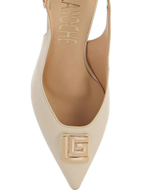 Leather Heels With Medium Beige Heel
