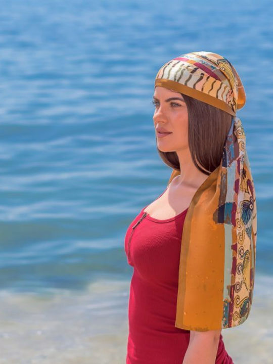 Kalfas Luxury Silk Γυναικείο Μεταξωτό Φουλάρι Λευκό
