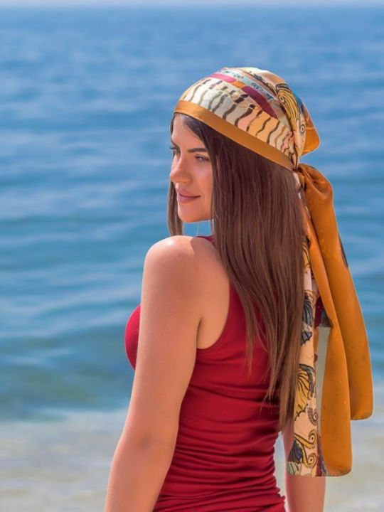 Kalfas Luxury Silk Γυναικείο Μεταξωτό Φουλάρι Λευκό