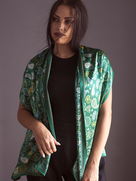 Kalfas Luxury Silk All Silk Women's Silk Shawl Green
