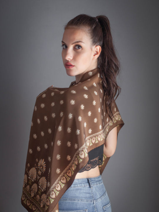 Kalfas Luxury Silk Women's Silk Shawl Blue