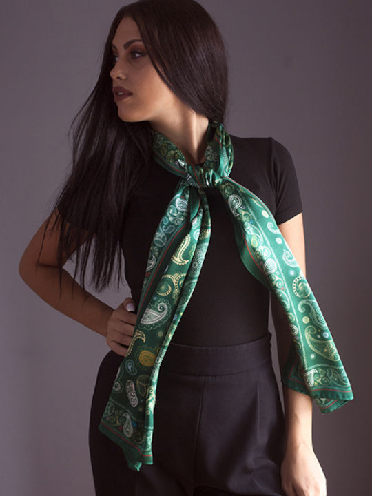 Kalfas Luxury Silk All Silk Women's Silk Shawl Green