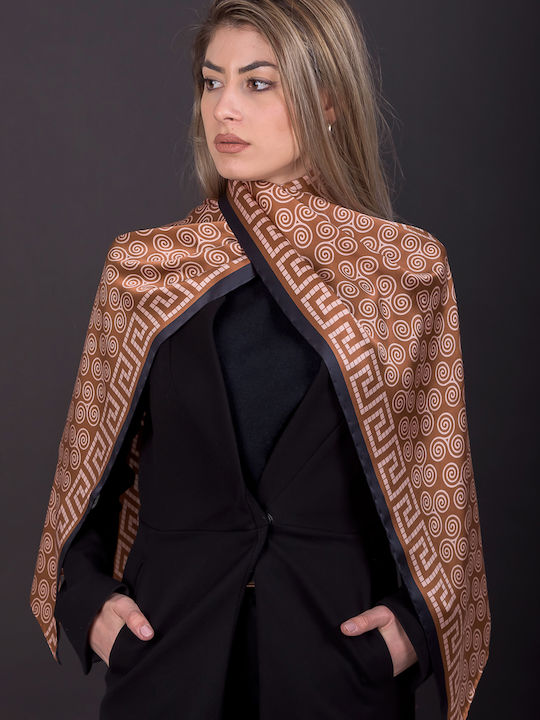 Kalfas Luxury Silk Damen Seiden Schal Braun