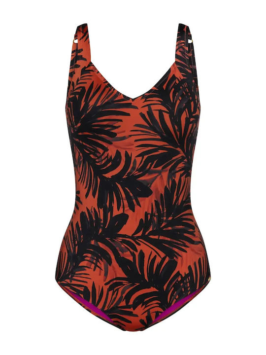 Summer One Piece Swimsuit Floral Black