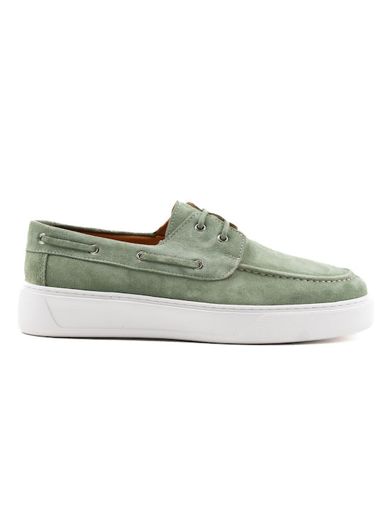 Δερμάτινα Ανδρικά Boat Shoes σε Πράσινο Χρώμα