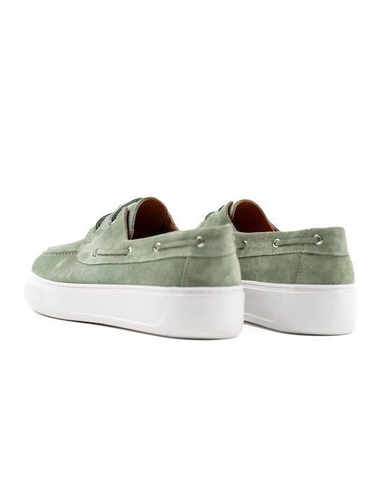 Δερμάτινα Ανδρικά Boat Shoes σε Πράσινο Χρώμα
