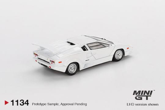 Model Mașină Lamborghini Countach 25th Anniversary Alb 1989 Scara 1:64 Mini GT Mgt01134-l