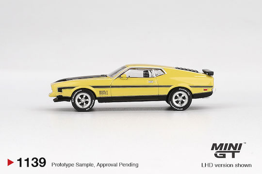 Model Mașină Ford Mustang Mach 1 Grabber Galben 1971 Scara 1:64 Mini GT MGT01139-L