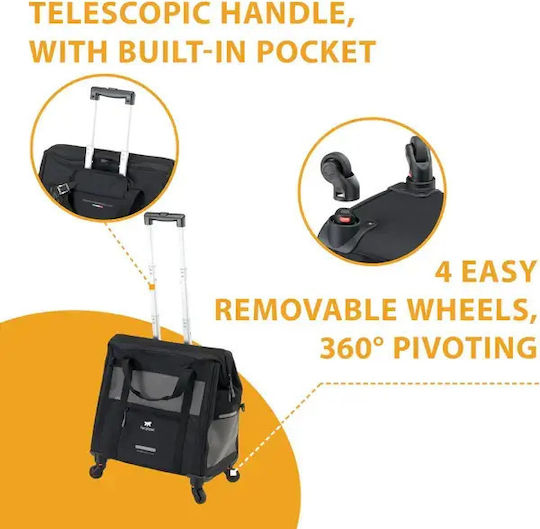 Ferplast Waterproof Trolley for Carrying Dog / Cat up to 15kg Black L48xW46xH26cm