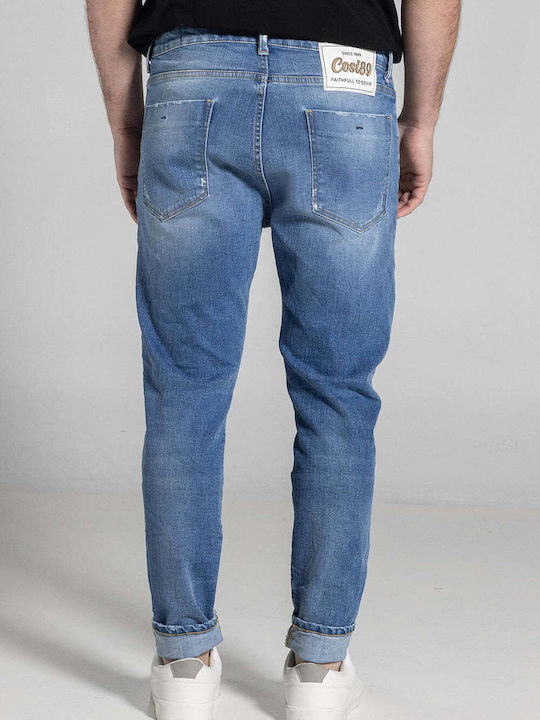 Pantalon Jeans Bărbătesc cu Croială Regular Albastru