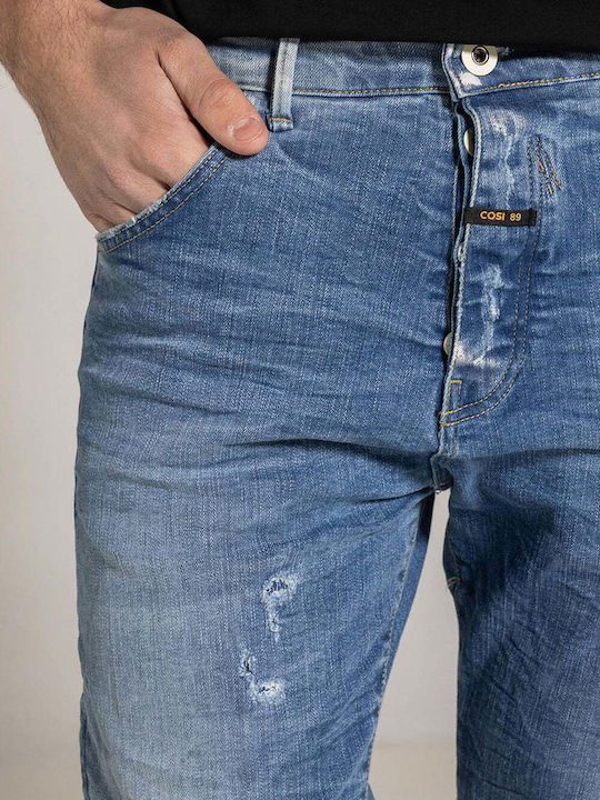 Pantalon Jeans Bărbătesc cu Croială Regular Albastru