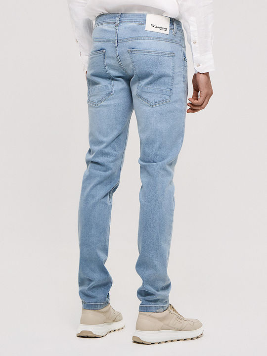 Men's Elastic Jeans Pants with Slim Fit Blue