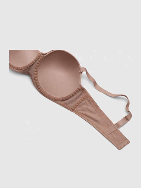 Μπεζ Strapless Σουτιέν με Ελαφριά Ενίσχυση & Μπανέλες