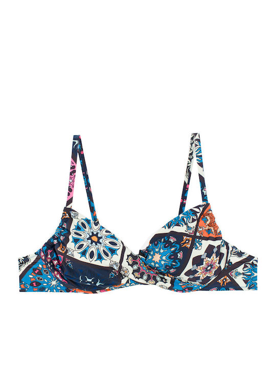 Plus Size Damen Bikini-Set Bananen Flexfit Cups Blau Royal