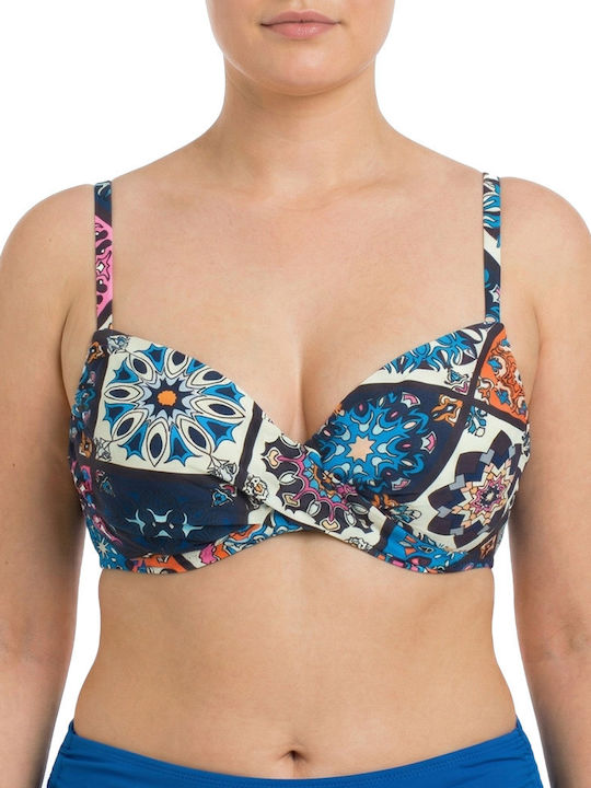 Plus Size Damen Bikini-Set Bananen Flexfit Cups Blau Royal