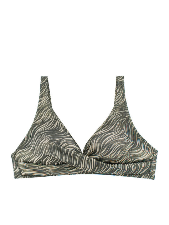 Plus Size Дамски Бански Bikini Без Банели Glossy Glam Хаки