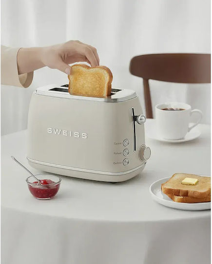 Sweiss Toaster 2 Slots 850W Beige