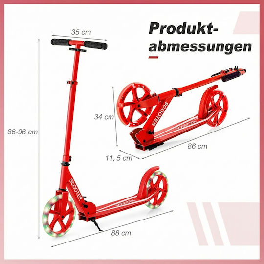 Costway Kids Scooter Foldable 2-Wheel Red