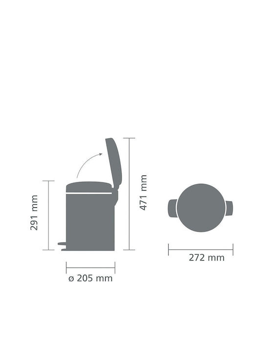 Brabantia Newicon Coș De Gunoi Din Plastic Pentru Baie 5lt Gri