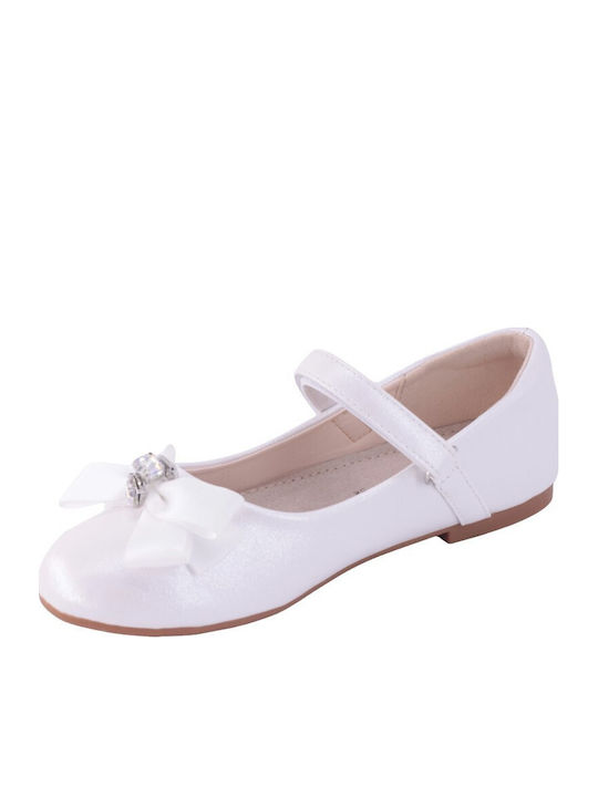 Kinder Pumps & Ballerinas Anatomisch mit Bügel- und Schleifenverschluss Leder Weiß