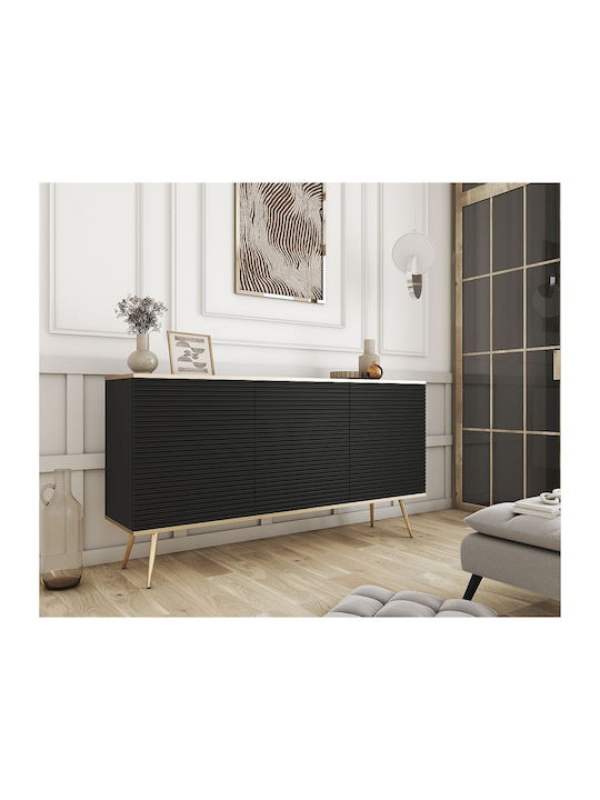 Oro Sideboard Holz P_Oro_KSZ160_MDF_Cz_GL Schwarz 160x39x85cm