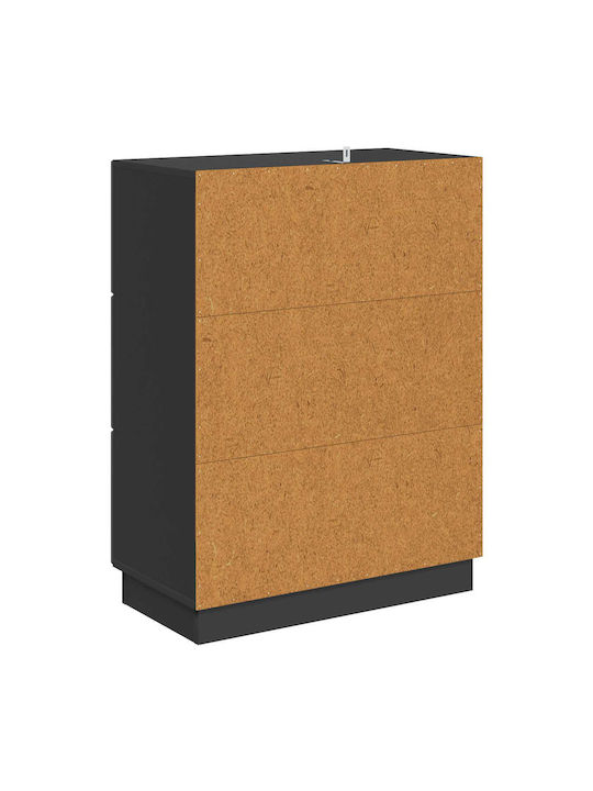 Wooden Sideboard with Drawers Black 66x34.5x87cm