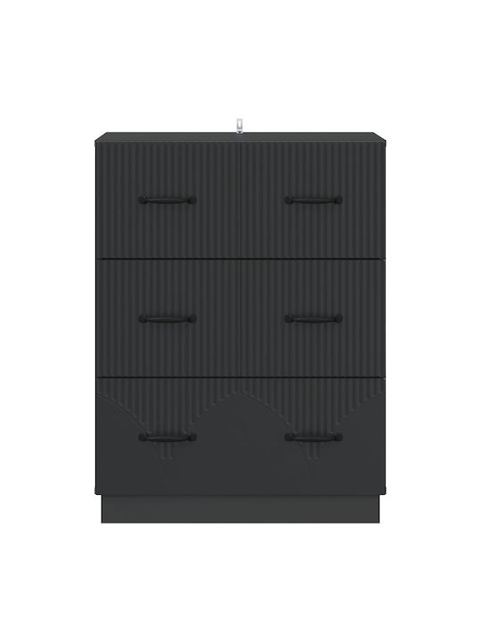 Wooden Sideboard with Drawers Black 66x34.5x87cm