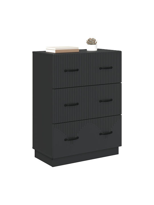 Wooden Sideboard with Drawers Black 66x34.5x87cm