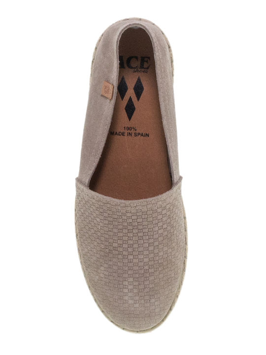 Damen Espadrilles Aus Leder In Grauer Farbe