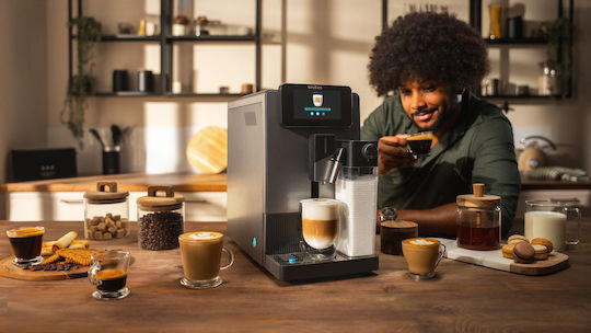Cecotec Latte Touch Automatische Espressomaschine 1500W Druck 19bar für Cappuccino mit Mahlwerk Grau